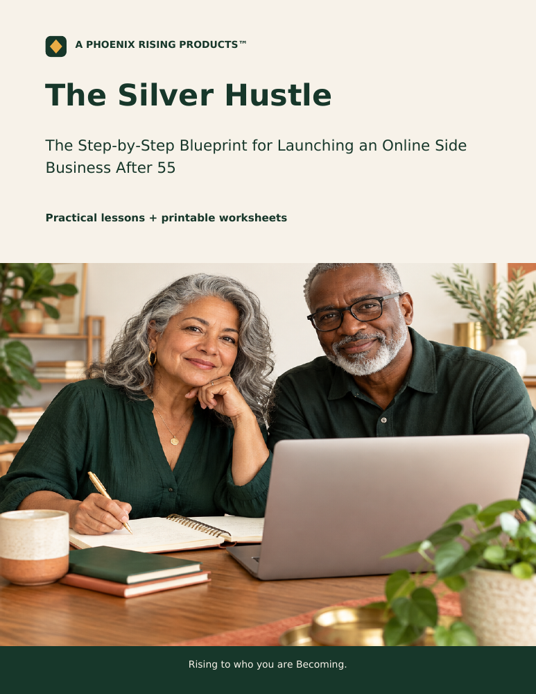 The Silver Hustle PDF cover, mature entrepreneurs working together